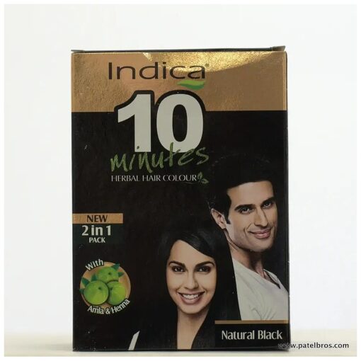 Indica Amla & Henna Natural Black Powder Hair Color, 100 % Grey Coverage Hair Dye ( Pack of 8, 8 x 5gm ) ( 40gms ) ( 1.42 Ounces )