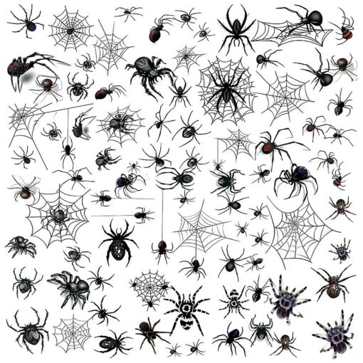 80+ PCS Halloween Spider Web Temporary Tattoos Halloween Makeup Kit for Women Adults, Halloween Face Tattoos Realistic 3D Spider Web Fake Tattoos for Kids Halloween Temporary Tattoos