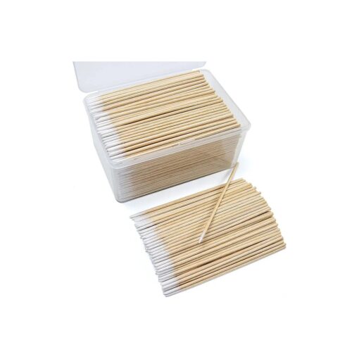 800PCS Pointed Cotton Swabs with Storage Case - Precision Tip Cotton Swabs with Wooden Sticks - Microblading Cotton Swab 4 inch - Cotton Swabs for Makeup, Tattoo Permanent Supplies