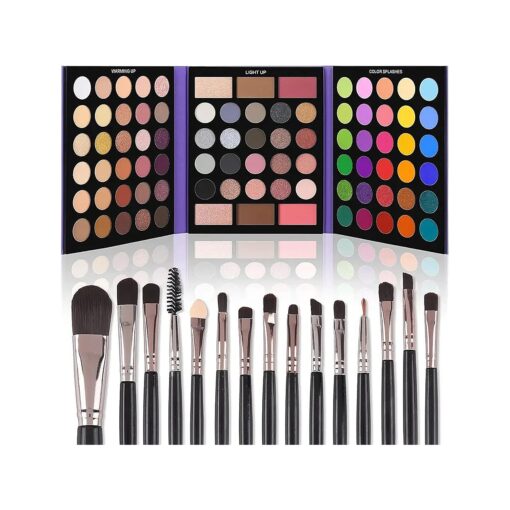 UCANBE Eyeshadow Palette with 15Pcs Brushes Makeup Set, Pigmented 86 Colors Make Up Sets Valentine 's Day Gift, Matte Shimmer Glitter Eye Shadow Pallet Highlighter Contour Blush Powder Brush Beauty Kit