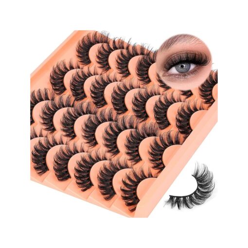 False Lashes 14 Pairs Eyelashes Wispy Cat Eye Lashes Mink 8D Fluffy Volume Soft Fake Eyelashes Pack