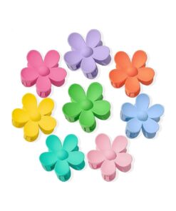 Flower Hair Claw Clips 8PCS Big Cute Hair Clips Large Jaw Clips For Women Girls Thick Hair Large Daisy Clips Matte Claw Clips Non Slip Strong Hold 8 Colors For Thin Hair