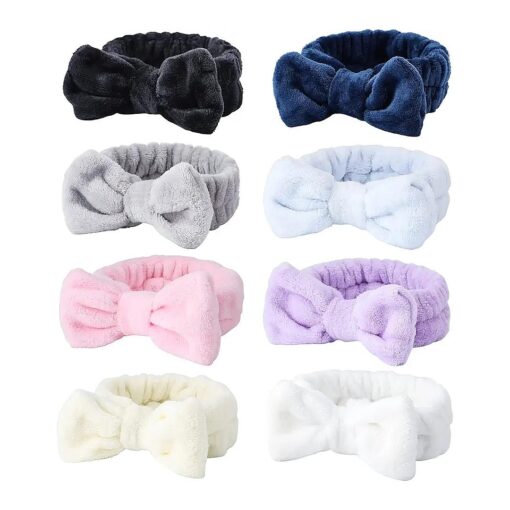 WSYUB Spa Headband, 8Pcs Makeup headband, Headband for Washing Face, Shower Skin Care Fluffy Spa Headband for Woman Girl Teens Slumber Party Supplies