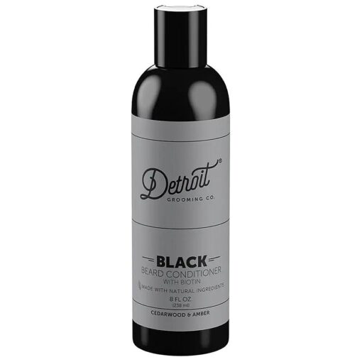 Detroit Grooming Co, Beard Conditioner for Men with Argan Oil & Cocoa Seed Butter - Softener, Detangler, Hydrating Conditioner & Face Moisturizer - Cedarwood Amber- Black Edition - 8oz