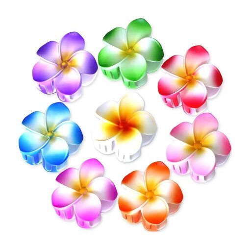 8pcs Flower Claw Clip Flower Hair Clips Hawaiian Hair Clips Large Cute Claw Clip Daisy Hair Clips Strong Hold Nonslip Hawaii Clips Plumeria Hair Barrettes for Women Girls Friend Gift