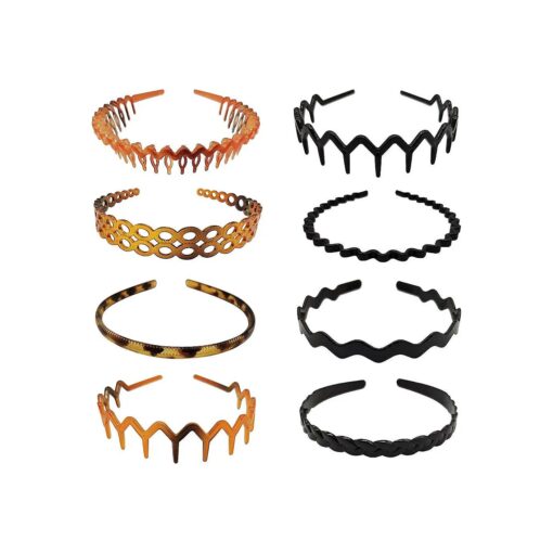 8pcs Elastic Plastic Toothed Hairband Sharks Tooth Hair Comb Zigzag Headband for Women Men ( B # )