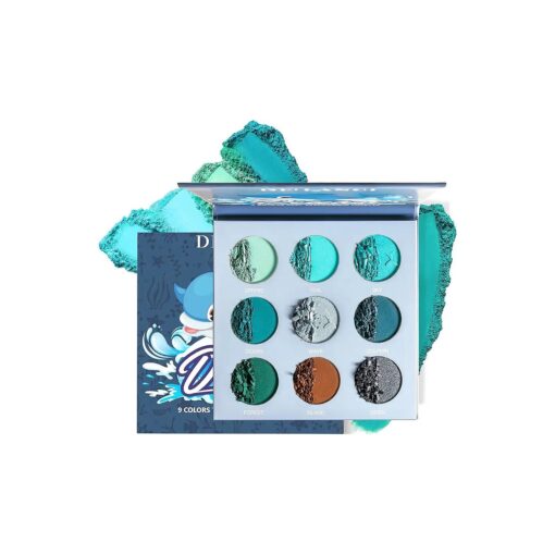 Blue Teal Eyeshadow Palette, Blue Green Teal Tone Eyeshadow Pallets, DE'LANCI Pro 9 Shades Matte Shimmer High Pigmented Waterproof Long Lasting Eye Shadow Cool Toned Makeup Palettes for Christmas