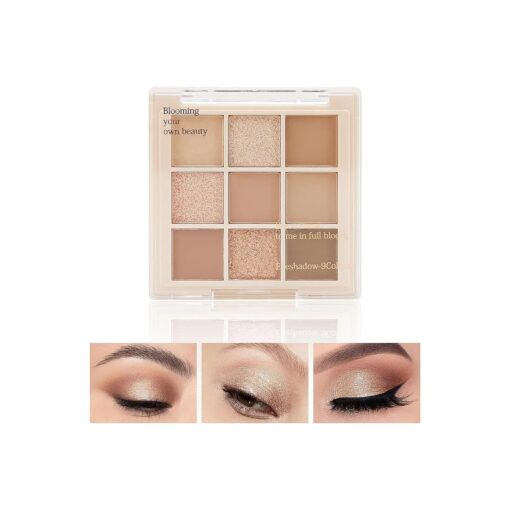 Boobeen Nude Eyeshadow Palette - Matte and Shimmer Makeup, Highly Pigmented Creamy Eye Shadow Powder, Create a Neutral Eye Look, Long Wearing