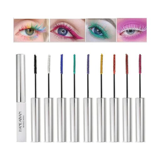 BONNIE CHOICE 9 Colors Colored Mascara Set for Eyelashes, Red Pink Purple Blue White Black Colorful Waterproof Mascara Charming Long Lasting Voluminous Mascara Eye Makeup Mother 's Day Gifts for Women