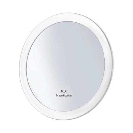 FRCOLOR 10X Magnifying Mirror with 3 Suction Cups, Cosmetic Make Up Mirror Pocket Mirror 5.9 Inch ( White )