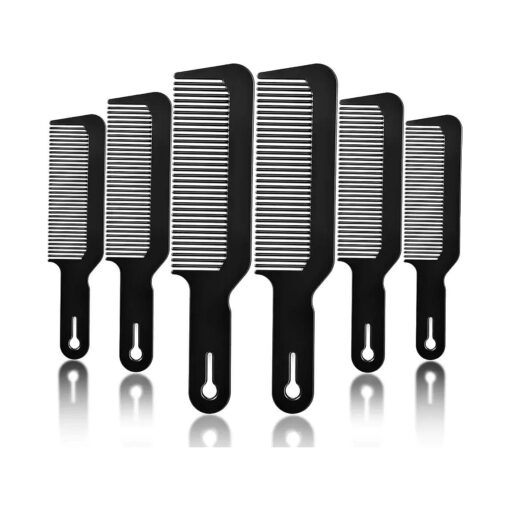 6 Pack Blending Comb Barber Combs, 9 Inch Clipper Combs Flat Top Clipper Combs Barber Heat Resistant Hair Cutting Combs for Clipper Cuts and Flattops ( Black )