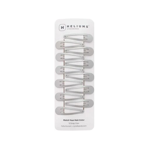 Heliums 2 Inch Snap Clips - Silver Gray - Metal Hair Barrettes for Women, Thin Hair and Kids, Metallic Finish Blends with Hair Color - 12 Count