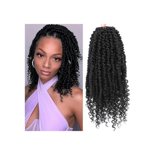 Passion Twist Crochet Hair,12 Inch 9 Packs Pretwisted Passion Twist Hair, Soft Pre Looped And Pre twist Crochet Hair For Women, Short Black Curly Crochet Braids ( 12" ,1B # )