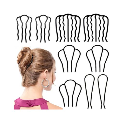 9 Piece Metal Hair Side Combs Hair Pins Hair Fork Stick for Updo Bun, U Shape Hair Combs for Women Vintage Hairstyle Hair Accessories