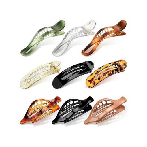 9 Pcs Alligator Hair Clips Oval French Barrette Flat Claw Clips Plastic Hair Accessories for Women Jaw Hair Clips for Styling Hair Clamps Barrettes for Thick Curly Fine Hair Sectioning Girls Gifts