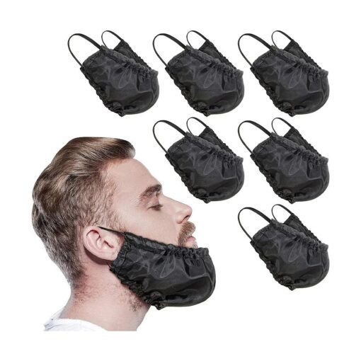 9 Pieces Beard Bandana Beard Covers Facial Beard Apron Caps Facial Beard Guard Bedtime Bib ( Black )