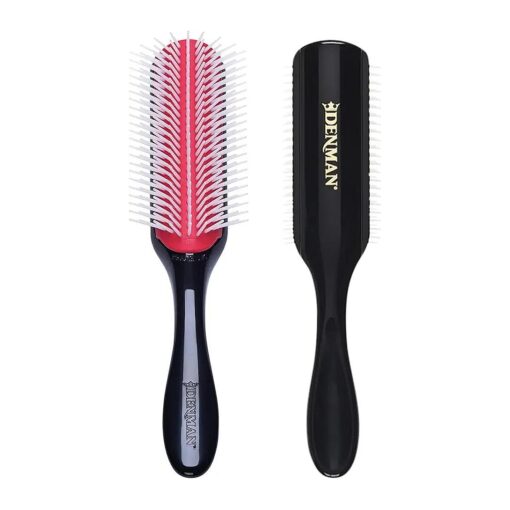 Denman Curly Hair Brush D4 ( Black & Red ) 9 Row Styling Brush for Styling, Smoothing Longer Hair and Defining Curls - For Women and Men