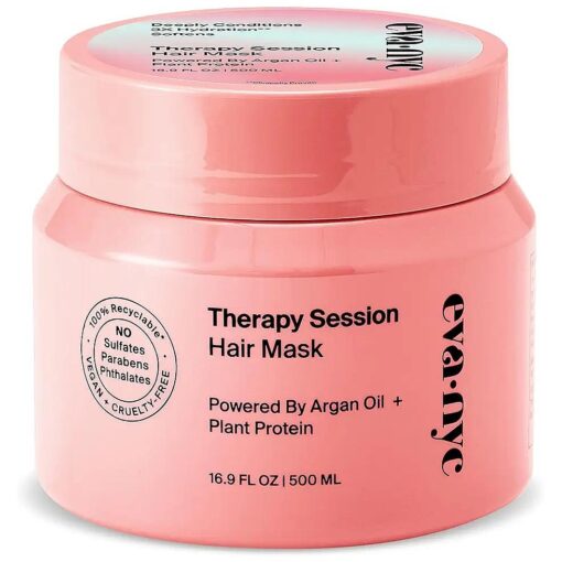 Eva NYC Therapy Session Hair Mask, Deep Conditioning Hair Mask Infused with Argan Oil and Plant Protein, 16.9 fl oz