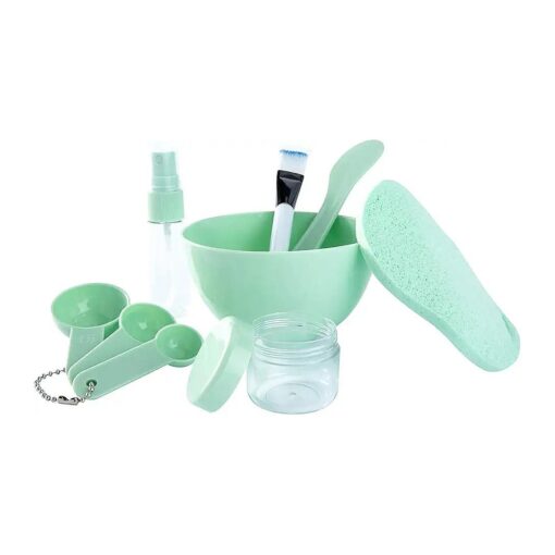 Facemask Mixing Tool Sets, Lady Facial Care Mask Facemask Mixing Tool Sets, Mask Bowl Spatula Brush Spray Bottle Puff Soaking Bottle Gauges 9 in 1 Set ( Green )