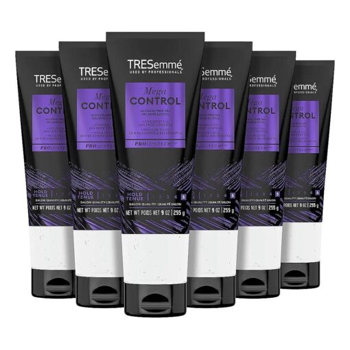 TRESemme Mega Control Pack of 6 Alcohol-Free Hair Gel for Frizz Control with Coconut Oil 9 oz