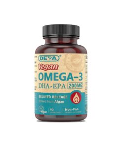 DEVA Nutrition Vegan Omega-3 DHA-EPA, from Micro Algae, Delayed Release, 90 Vegan Capsules, 1-Pack