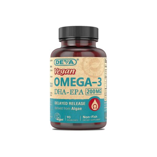 DEVA Nutrition Vegan Omega-3 DHA-EPA, from Micro Algae, Delayed Release, 90 Vegan Capsules, 1-Pack