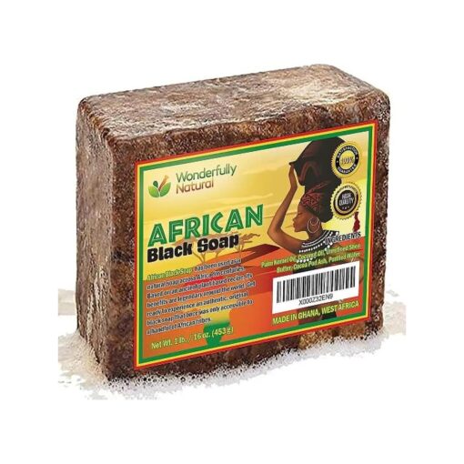 Organic African Black Soap - For Acne & Dark Spots | Natural Vegan and Cruelty Free - Satisfaction Guarantee 1lb bar | 90 day Supply