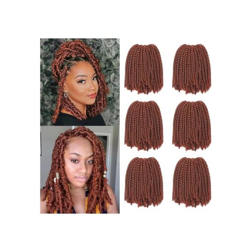 Xtrend 90strands Copper Red Spring Twist Crochet Braids Hair for Distressed Butterfly Locs 8 Inch Fluffy Twist Hair Synthetic Braiding Hair Extensions for Women 350 #