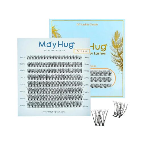 Lash Clusters Eyelash Clusters 96 Pcs Individual Lashes D Curl, 0.05 Super Thin Band DIY Cluster Eyelash Extensions, Wispy Lash Clusters Mix 8-16 False Eyelashes Natural Look ( MUGGY )