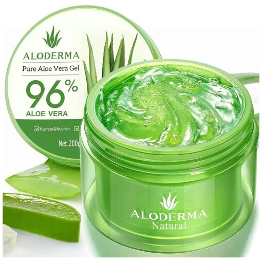 Organic Aloe Vera Gel for Face & Body, 96 % Pure Aloe Gel Made within 12 Hours of Harvest, Ideal for Skin, Scalp, & Hair Hydration, Calming Moisturizer for After Sun Exposure & Sunburns, 7oz