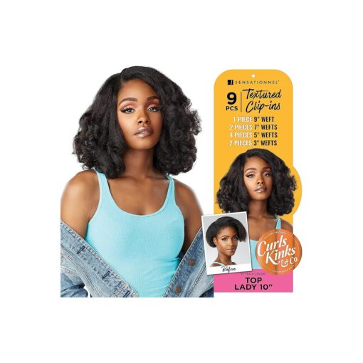 Sensationnel Textured Clip-Ins Weave Curls Kinks N Co Boss Lady 10" ( 9Pcs ) ( 1B )