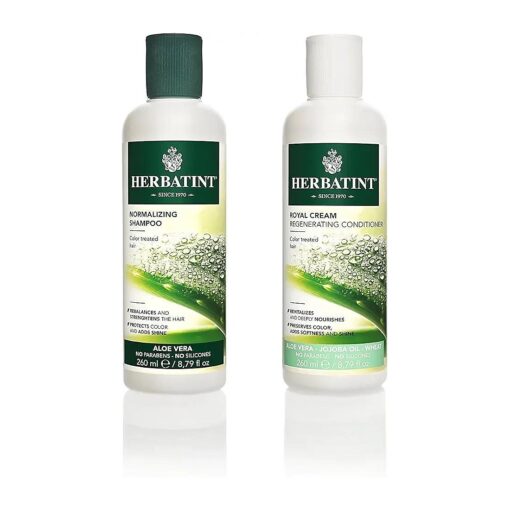 Herbatint Normalizing Shampoo and Royal Cream Conditioner Bundle With Aloe Vera, 8.79 fl oz