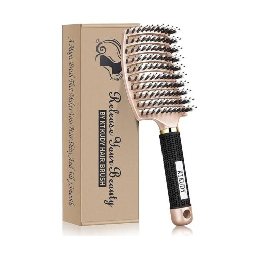 KTKUDY Detangling Brush Getting Knots Out without Pain - Boar Bristles Hair Brush Make Hair Shiny & Healthier Vented Detangler Brush for Women Men Kids Wet and Dry Hair