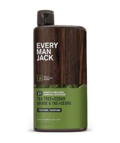 Every Man Jack 2-in-1 Tea Tree + Cedar Shampoo + Conditioner - Thicken, Cleanse, and Hydrate Hair with Coconut, Aloe, Tea Tree Oil - Naturally Derived and No Harmful Chemicals - 24oz -1 Bottle