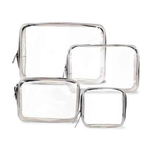 4 Pcs Clear Makeup Bags with Zipper, Makeup Cosmetic Bag for Women Men, Makeup Bag for Travel, Bathroom