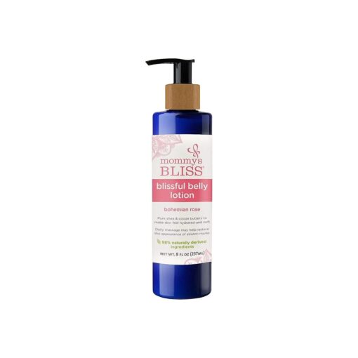 Belly Lotion : For Hydrated, Resilient, & Elastic Skin During Pregnancy, Reduce Stretch Mark Appearance with Cocoa Butter Bohemian Rose Scent, 8 Fl Oz