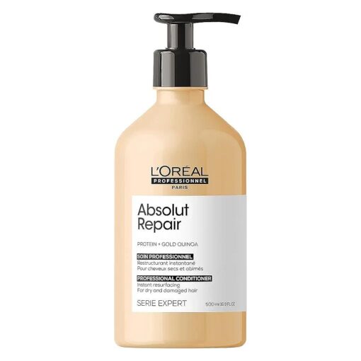 L'Oreal Professionnel Absolut Repair Conditioner | Repairs & Hydrates Dry, Damaged Hair | Adds Shine | With Quinoa & Proteins | 16.9 Fl, Oz .