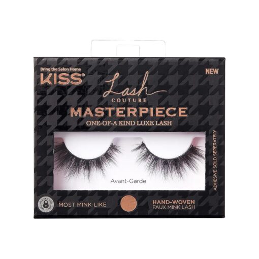 KISS Masterpiece, False Eyelashes, Avant-Garde ', 12 mm, Includes 1 Pair Of Lash, Contact Lens Friendly, Easy to Apply, Reusable Strip Lashes, Glue On