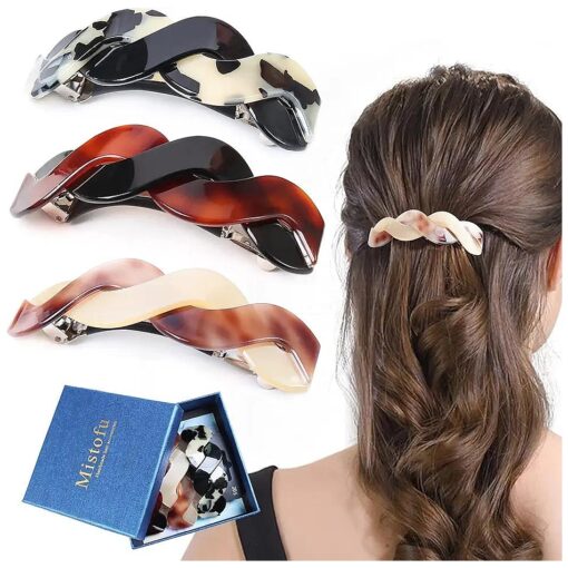 Hair Clips Barrettes for Women - Large Hair Barrettes for Thick Hair - 3pcs Elegant French Barrettes Retro Hair Accessories for Women Thick Hair Daily Wear-bt