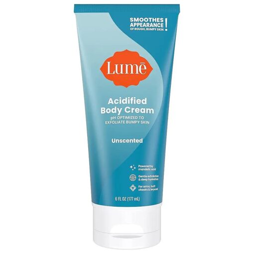 Lume Acidified Body Cream - Smooth Appearance of Rough, Bumpy Skin - Paraben Free, Lanolin Free, Skin Safe - 6 ounce ( Unscented )