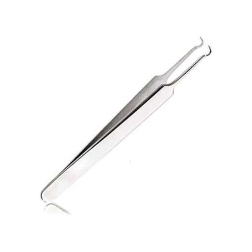 Acne Blemish Blackhead Comedone Stainless Steel Nipper Blemish Extractor Tool for Remove Blackhead Acne Whitehead Pimple Bend Curved Tweezers, Silver