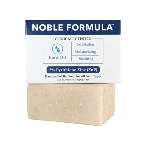 Noble Formula 2 % Pyrithione Zinc ( ZnP ) Emu Oil Bar Soap, Especially Formulated for Acne, Psoriasis, and Eczema, Safe for Daily Use and All Skin Types, 3.25 oz