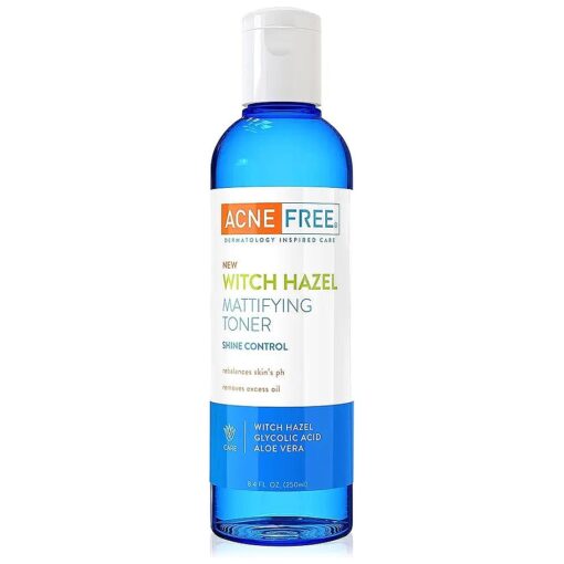 AcneFree Witch Hazel Mattifying Toner With Glycolic Acid, Aloe Vera, 8 Ounce - Pack of 2