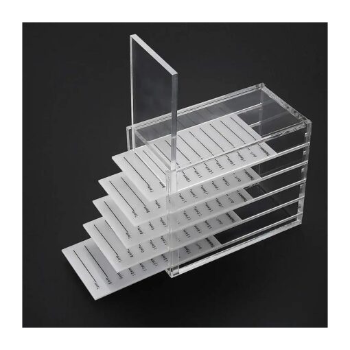 5 Layers Acrylic Clear False Eyelash Organizer Case, Cosmetic Makeup Storage Box for Grafting Lash Extension ( Eyelash Box )