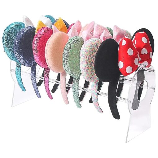 Acrylic Headband Holder Organizer, Headband Storage Display Stand, Disney Mickey and Minnie ear holder, Clear Hair Accessory Rack For Girls Room