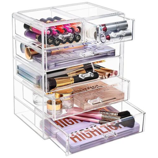 Sorbus Acrylic Makeup Organizer - Organization and Storage Case for Cosmetics Make Up & Jewelry - Big Clear Makeup Organizer for Vanity, Bathroom, College Dorm, Closet, Desk ( 4 Large, 2 Small Drawers )