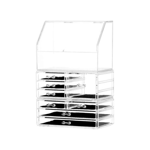 Cq acrylic Professional Clear Makeup Organizer for Vanity Countertop, Dustproof Waterproof Bathroom organization With 8 Drawers For Beauty Product, Skincare, Lotions, Cologne Perfume Cosmetic Storage Case