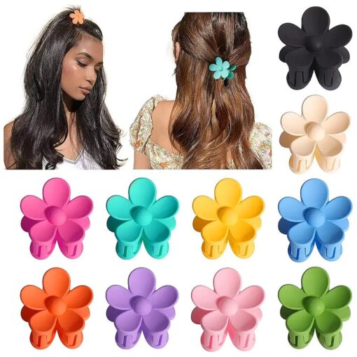 Palksky Small Flower Hair Claw Clips for Women Girls Kids, 10 PCS Tiny Thin/Medium Thick Hair, 1.35 Inch Mini Jaw Clips/Hair Clamps Nonslip Clip/Hair Accessories