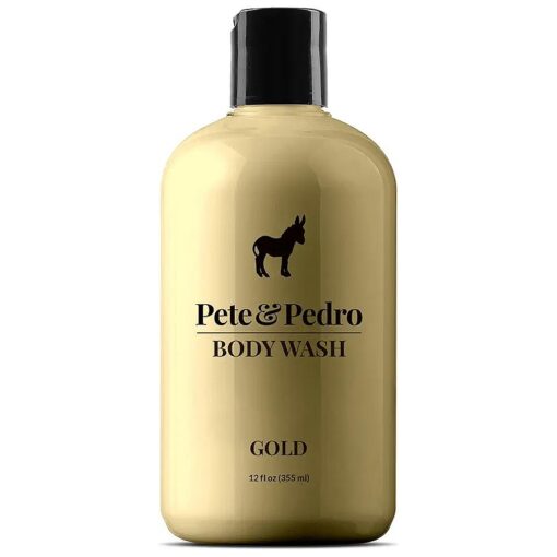 GOLD BODY WASH For Men - Masculine Leather Scented Moisturizing Men 's Shower Bodywash | Has Activated Charcoal & Helps With Dry Skin | As Seen on Shark Tank, 12 oz .