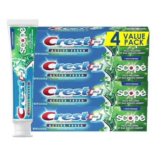 Crest Complete Active Fresh + Whitening Toothpaste, 5.5oz ( Pack of 4 )